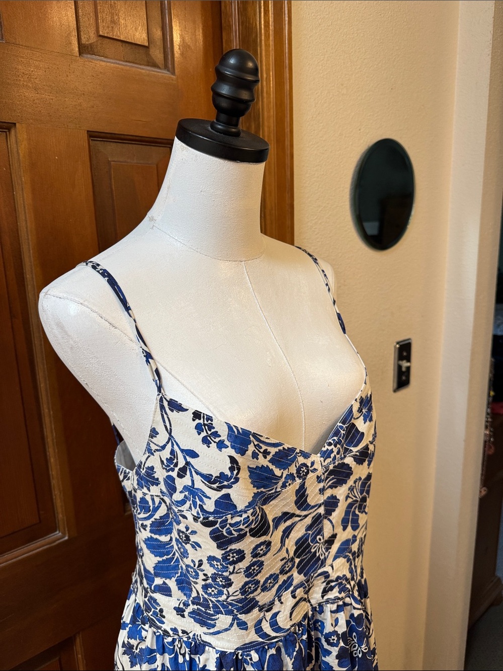 PRICE FIRM La Ligne Blue and White Floral Maxi Dress Size L - Picture 7 of 9
